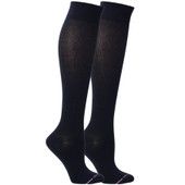 Solid Colored Cotton Blend Anti-Microbial Anti-Odor Knee-High Compression Socks - Black