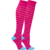 Funfetti Designed Cotton Blend Anti-Microbial Anti-Odor Knee-High Compression Socks - Hot Pink