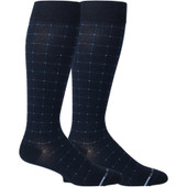 Pin Dot Grid Designed Knee-High Compression Socks - Navy Blue