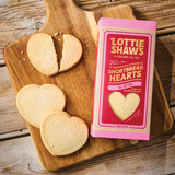shortbread hearts on wooden board