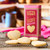 shortbread hearts in pink box and on cooling wire 
