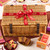 Luxury Lottie Shaw’s basket hamper filled with Yorkshire sweet treats and wrapped in a red ribbon