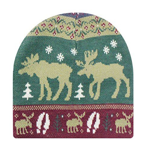 Dakota Dan Moose Animal Print Knitted Beanie Hat