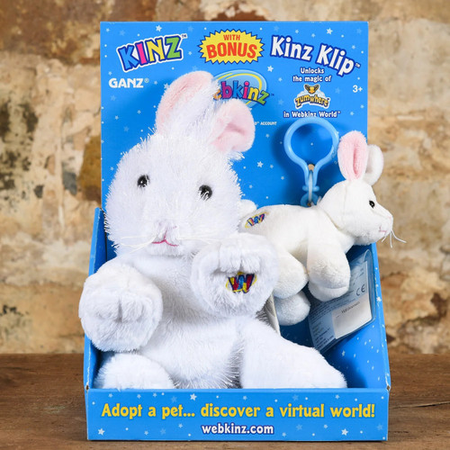 Webkinz Rabbit with Kinz Clip set