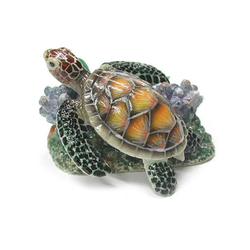 Northern Rose sea turtle on coral  figurine
