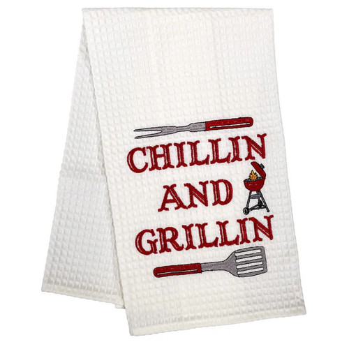 Chillin and Grillin Tea towel