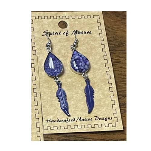 Acrylic Indian Feather Blue Earring