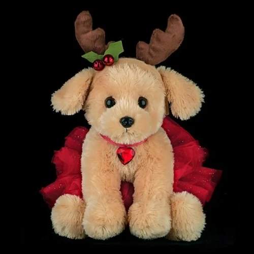 Bearington Collection Dog Antlers Prancer Christmas Plush Stuffed Animal