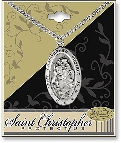 Cathedral Art (Abbey & CA Gift )Oval St. Christopher 1-1/4-Inch Pendant with 24-In chain