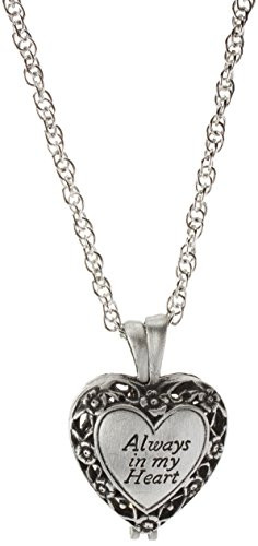 Always in My Heart Memorial Urn Locket-Filigree Pewter Tone, Silver