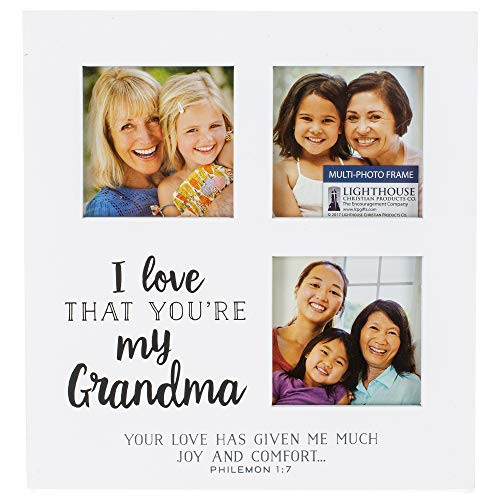 Christian Products I Love that You're My Grandma White 6.25 x 6.5 Wood 3 Opening Collage Photo Frame