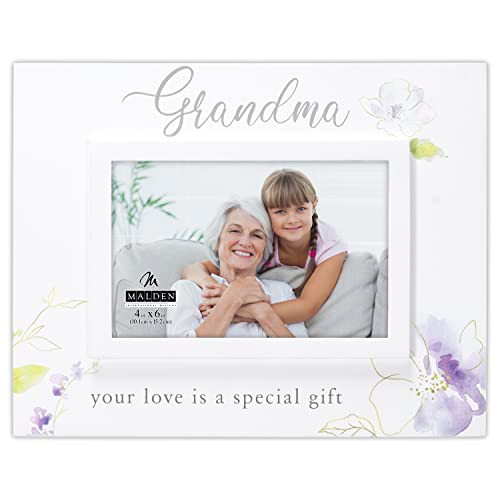 Malden International Designs 4x6 Grandma Expressions White Floral Watercolor Picture Frame