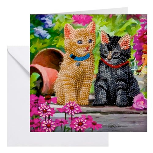Crystal Art Cat Friends Card Kit 18x18cm Craft Buddy