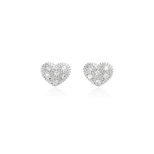 Katie Loxton Bella Silver Plated Women's Stud Earrings Pave Heart