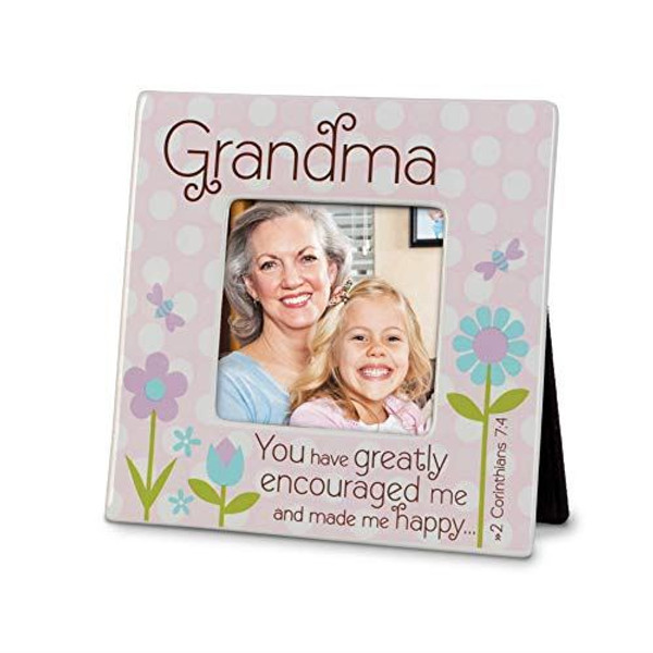 Lighthouse Christian Products Grandma You Have Encouraged Me Spring Floral 7.5 x 7.5 ceramic photo Frame