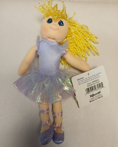 Toysmith 8 in, Ballerina doll-Lavender