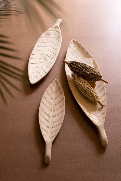 Wooden Carved Leaf tray