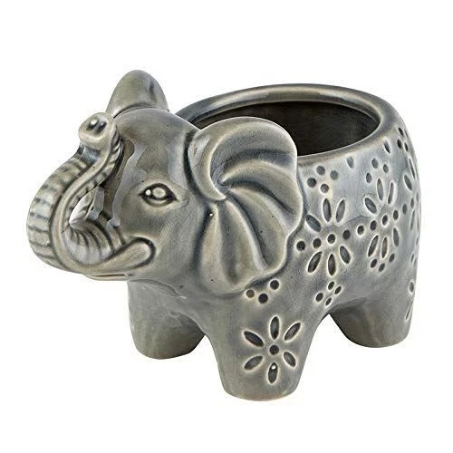 47th & Main Animal Planter/Pot, Medium, Gray Elephant