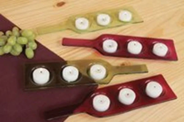 Colored Glass Tealight Holder Wine Bottle Shape