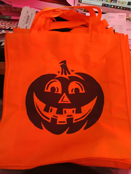 Orange Halloween trick or treat bag