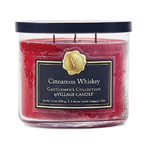 Village Candle Cinnamon Whiskey Medium Bowl, 14 Ounce, Red