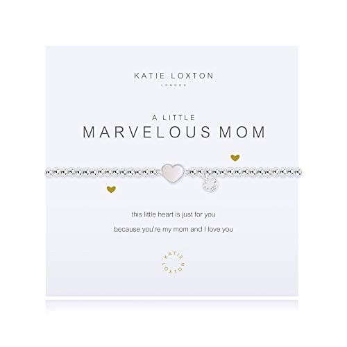 KATIE LOXTON A Little Marvelous Mom Heart Silver Women's Stretch Adjustable Charm Bangle Bracelet