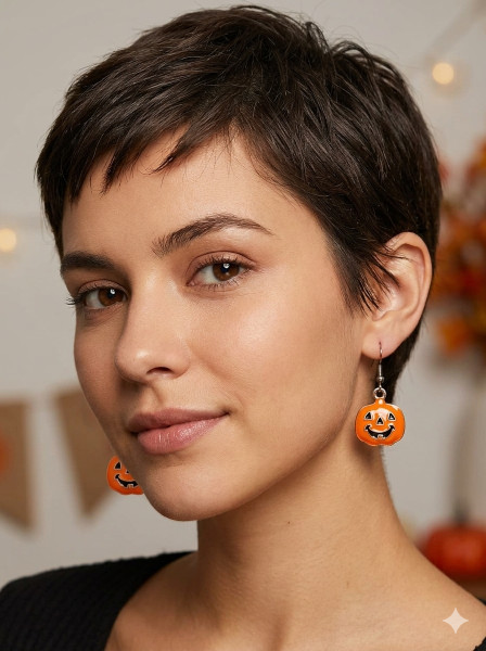 Halloween Jack a Lantern Orange Earring hanging