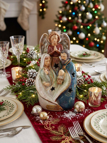 Popular Imports Ceramic Lighted Nativity Figurine.