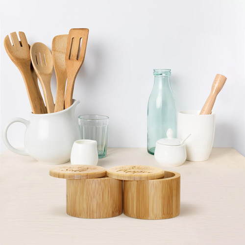 Sally Pacific Bamboo Salt & Pepper Box Set with Spoons