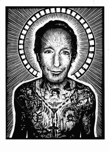 Alex Binnie Woodcut Postcard - Tattoo Archive