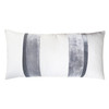 White Grey Linen Stripe Oblong 12' x 24" Pillow