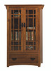 Old Mission Bookcase Class DW with Glass Top Doors and Bottom Drawer