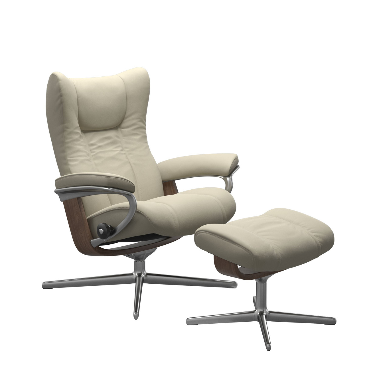 Stressless Wing Cross Base Chair and Ottoman