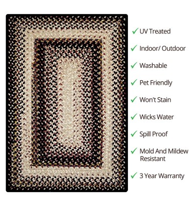 Black Mist Outdoor Braided Rug The Mission Motif
