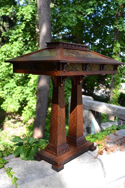 Prairie Craftsman Double Pedestal Table Lamp