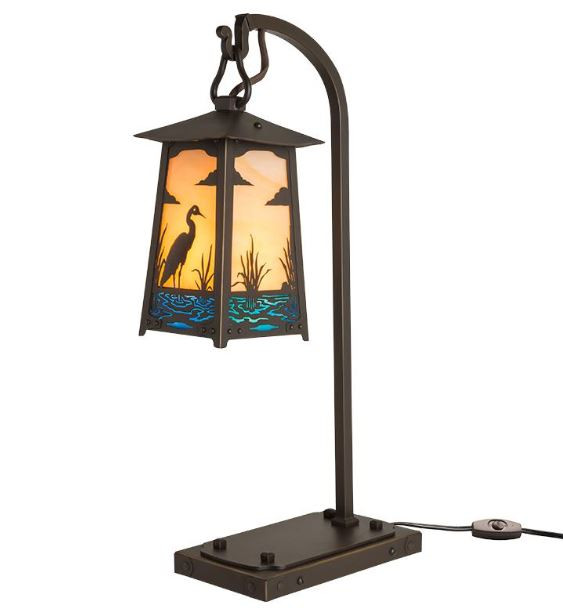 Blue Heron Hook Arm Table Lamp
