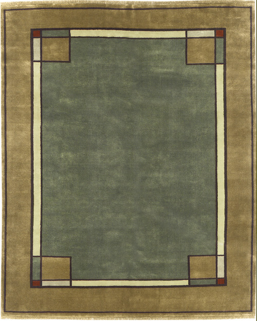 This Ginkgo Border rug is 100% wool and hand knotted.