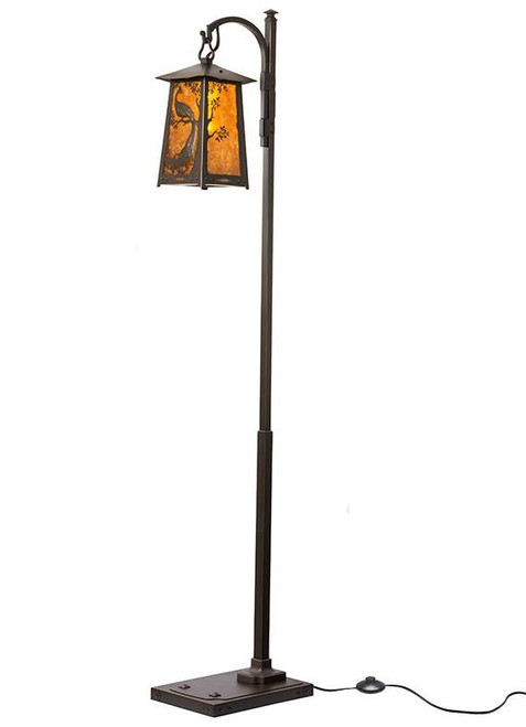 Peacock in Tree Hook Arm Floor Lamp