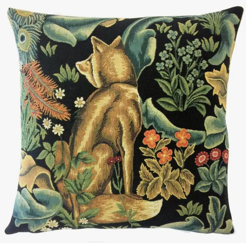 William Morris Black Forest Wolf Tapestry Pillow