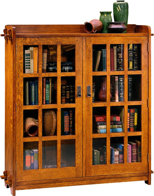 Double Stickley Bookcase with Glass Doors