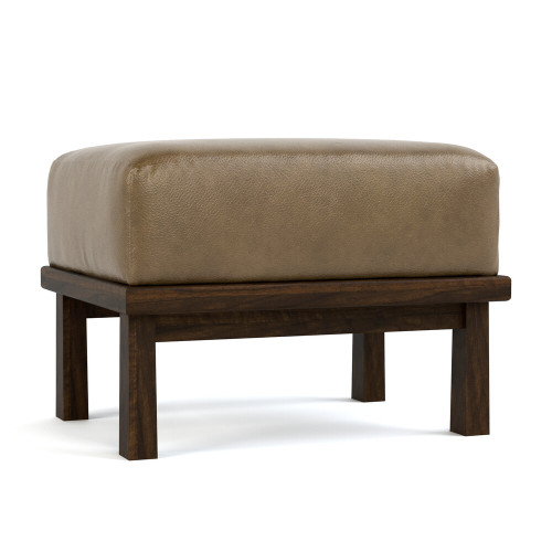 Hudson Valley Wood-Frame Ottoman Leather 