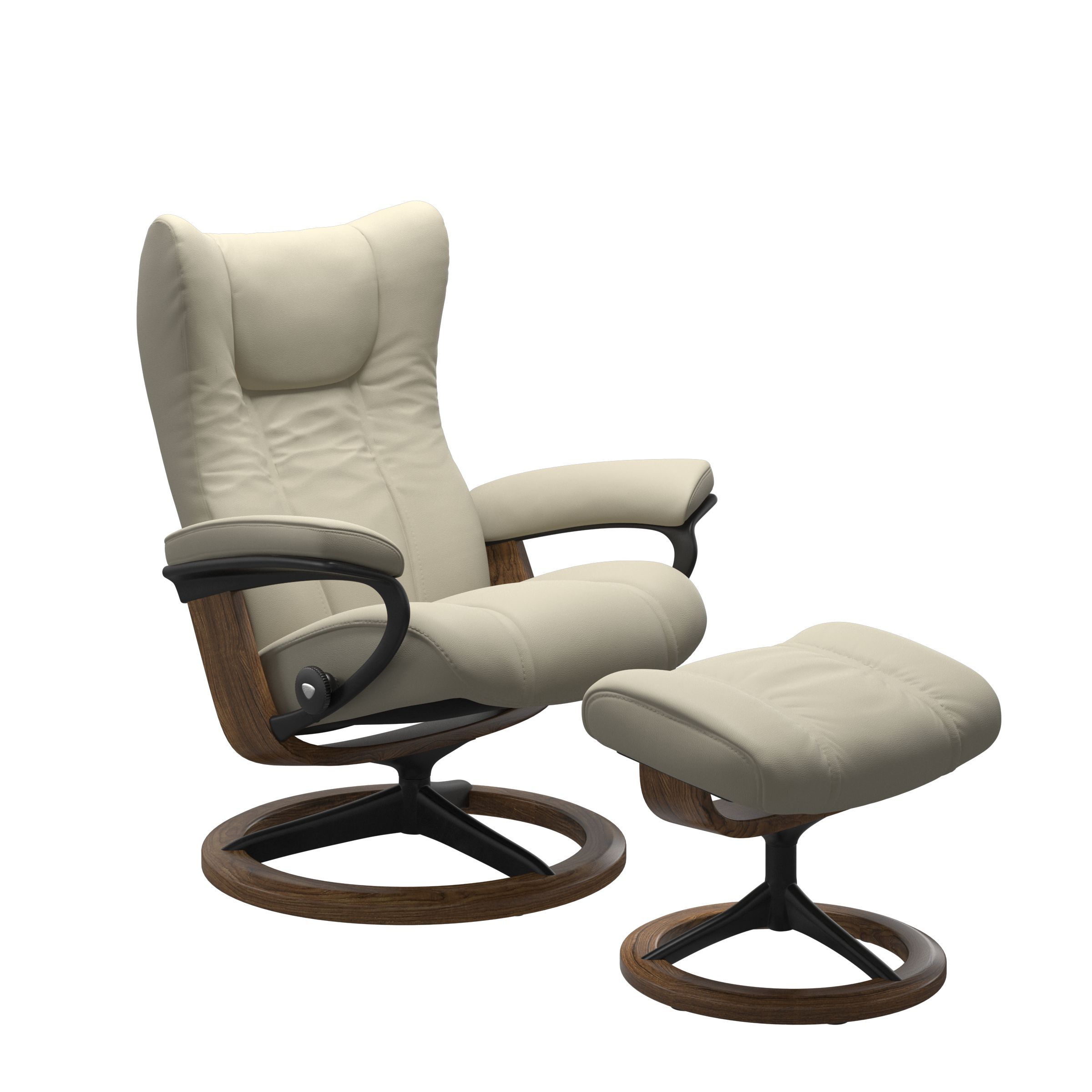 Stressless Wing Signature Base Chair and Ottoman