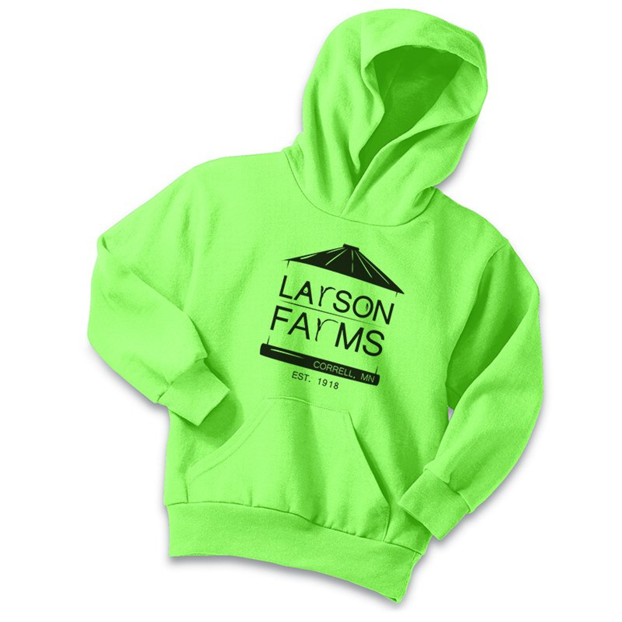 Kids Larson Farms Neon Green Hoodie