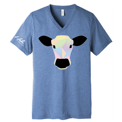 V Neck Calf Head Blue Tee V Neck Calf Head Blue Tee