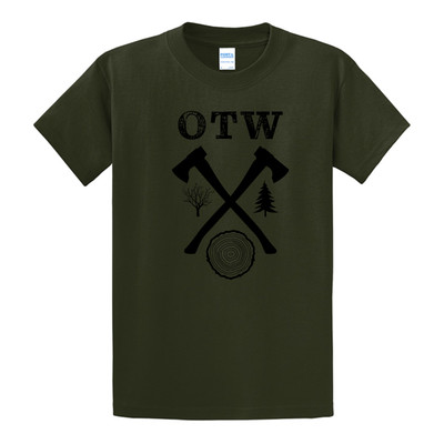 OTW Axe Tree Log Olive Green Tee OTW Axe Tree Log Olive Green Tee