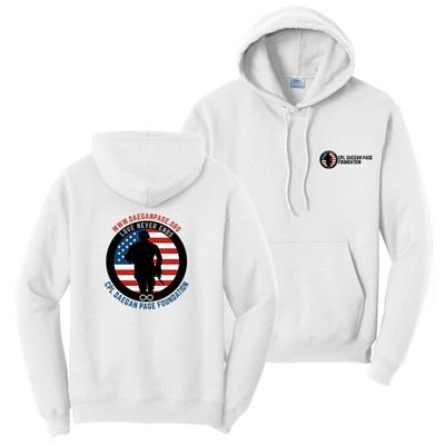 Cpl. Daegan Page Logo Hoodie - White Cpl. Daegan Page Logo Hoodie - White