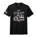 black tee with white ktta 700 tractor design on front and small tractor icon waving a flag on the right sleeve
