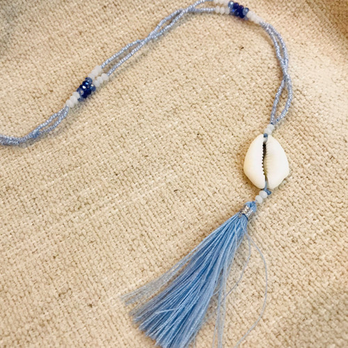 Seafarers Puca Tassel Necklace - Periwinkle Blue