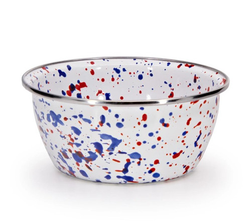 Small Enamelware Salad Bowl, Americana Design