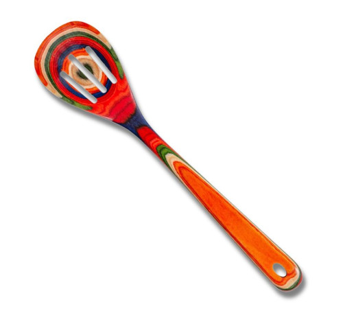 Birch Wood Slotted Spoon - Rainbow Marrakesh Design